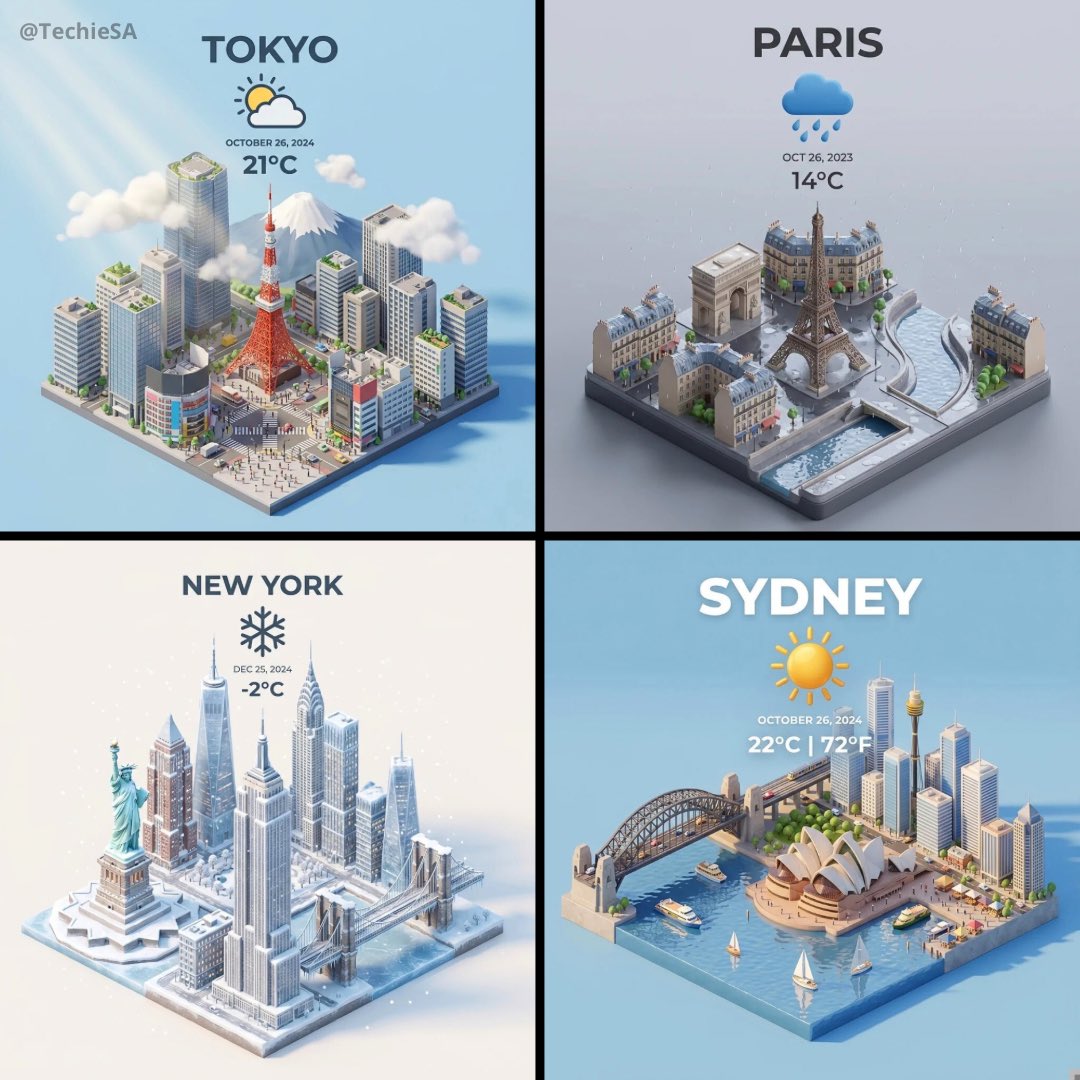 Isometric 3D City Weather Card